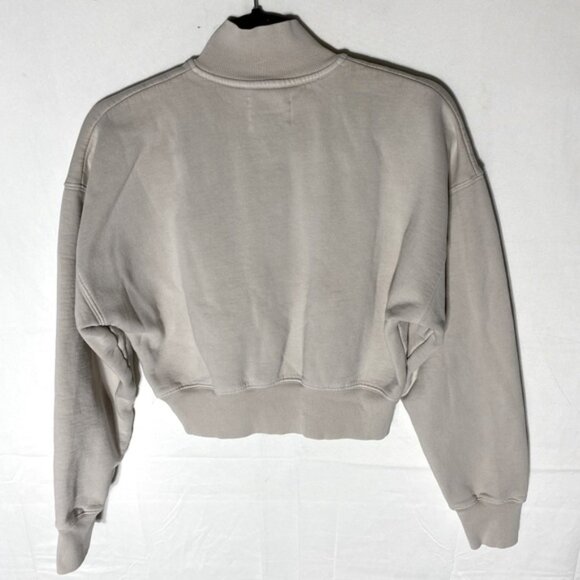 Aritiza Wilfred Free Beige Cotton Blend Cropped Half Zip Mock Neck Sweatshirt XS - Picture 14 of 15